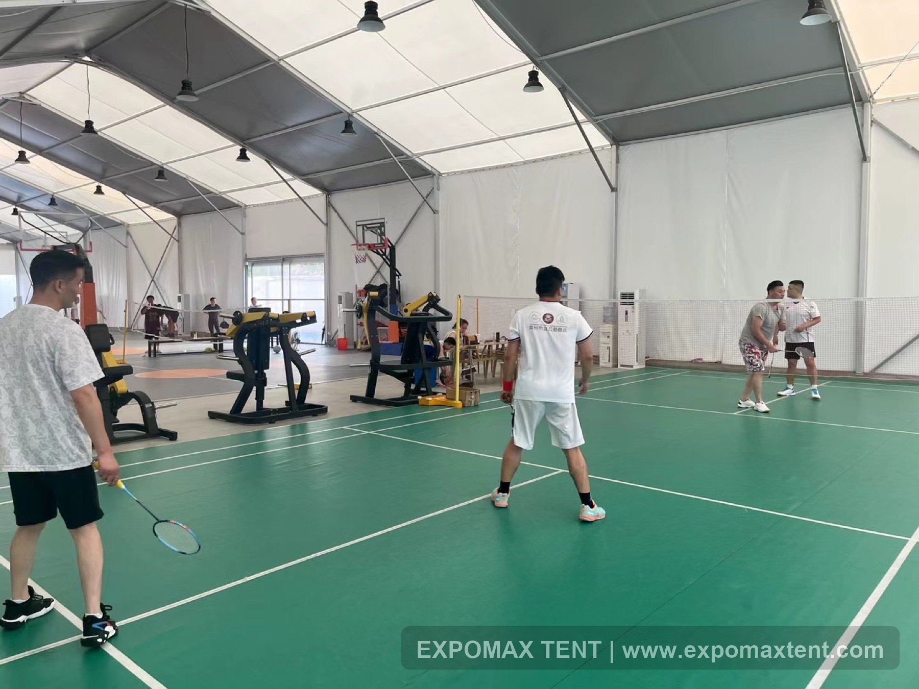 Gray and white roof fabric inside Changzhou sports tent
