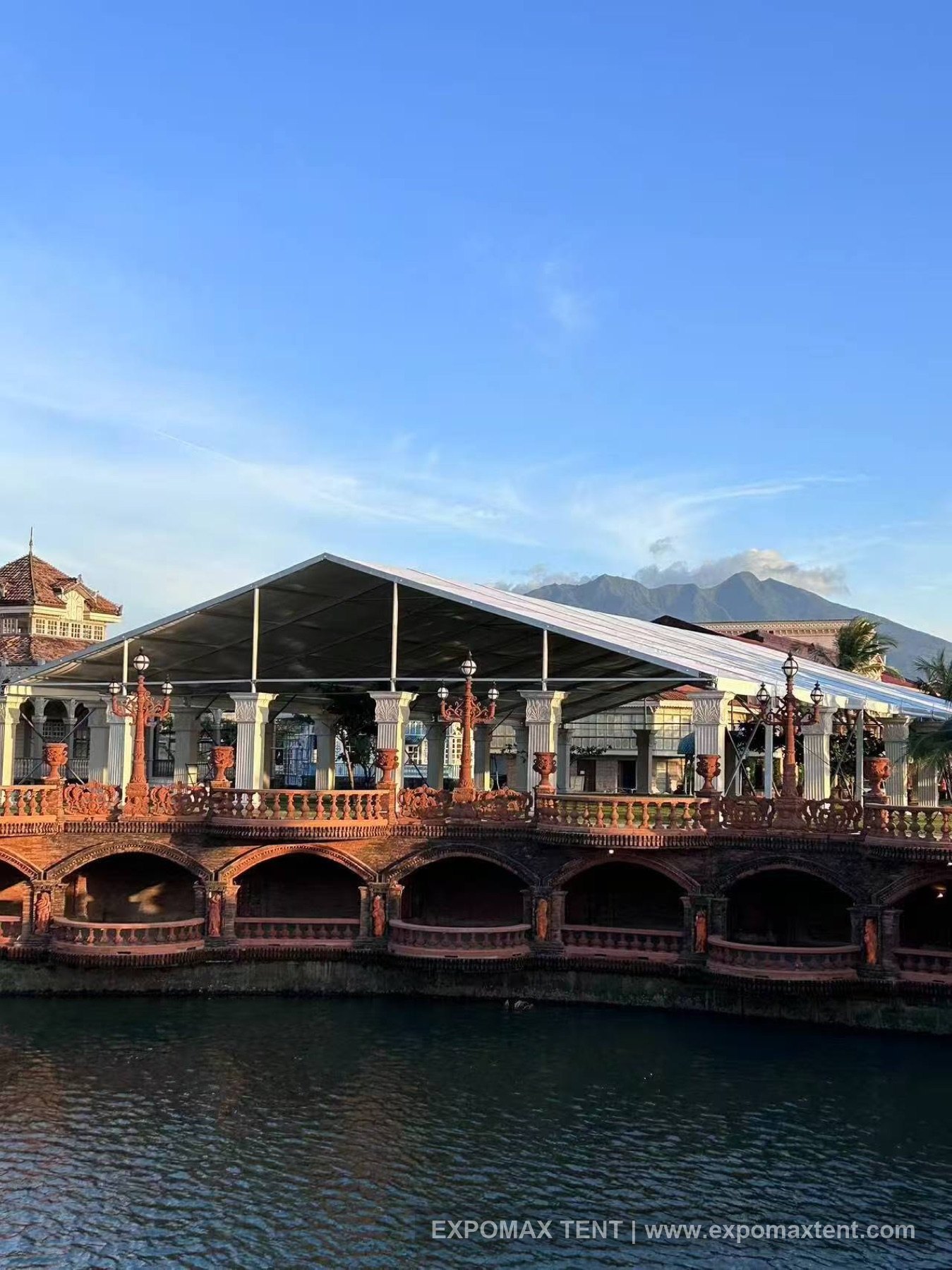 Waterfront resort banquet tent in the Philippines