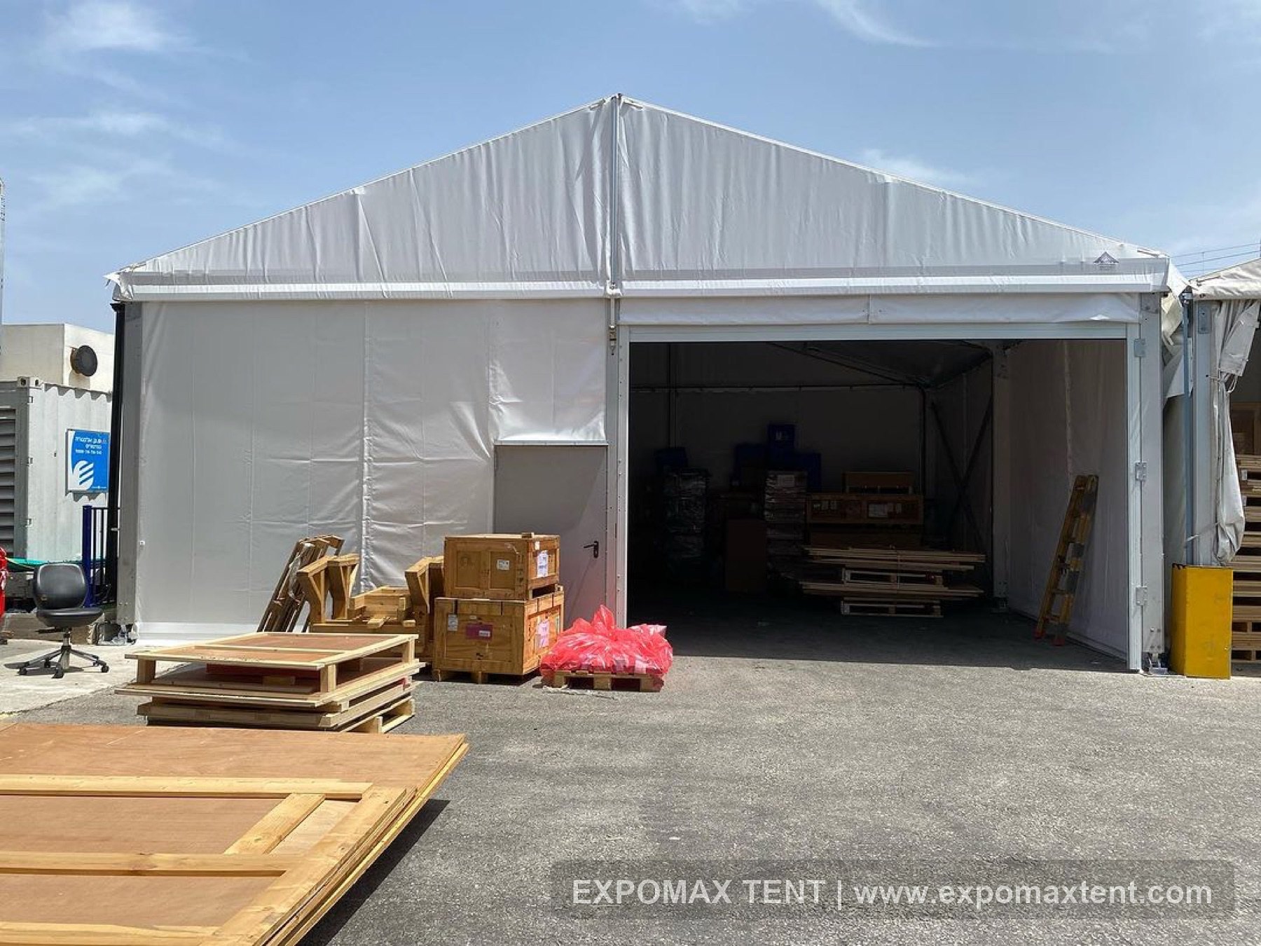 Warehouse tent with large loading door